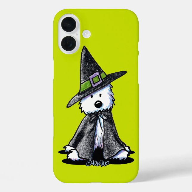 Funda iPhone 16 Plus KiniArt Westie Witch (Reverso )