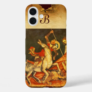 Funda iPhone 16 Plus La batalla de San Jorge con el monograma del dragó