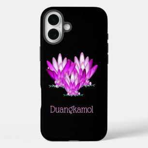 Funda iPhone 16 Plus La flor rosa del loto, personalizada