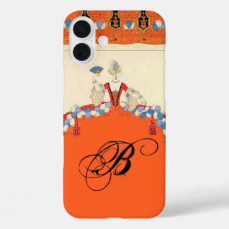 FUNDA iPhone 16 PLUS LADY NARANJA FASHION COSTUME DISEÑADOR MONOGRAM