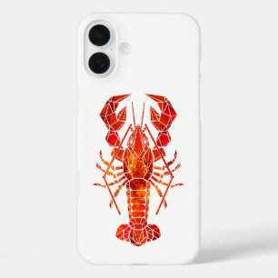 Funda iPhone 16 Plus Langosta poligonal roja