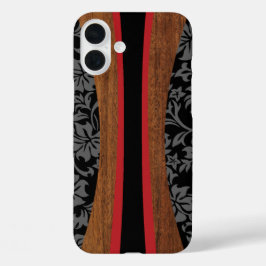 Funda iPhone 16 Plus Laniakea Hawaiana Faux Wood Surfboard In Black