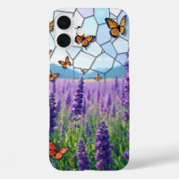 Lavander y mariposas en vidrio templado