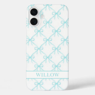 Funda iPhone 16 Plus Lazos de Acuarela Aqua Coquette