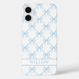 Funda iPhone 16 Plus Lazos de acuarela azules Coquette