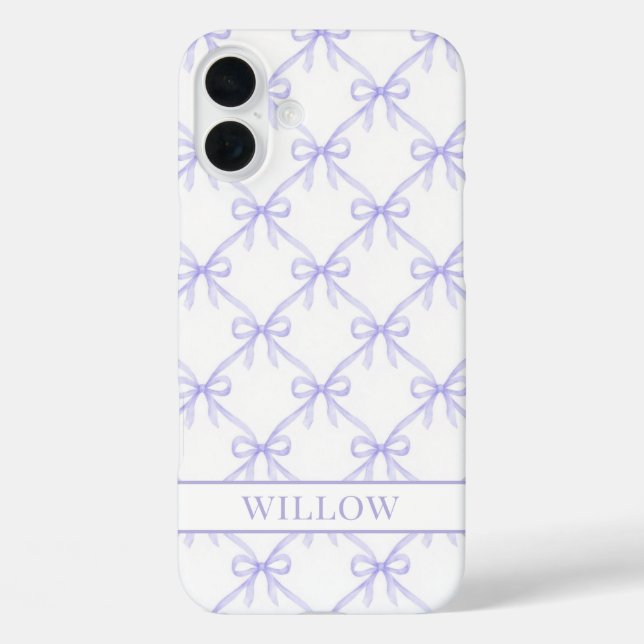 Funda iPhone 16 Plus Lazos de Acuarela Coquette Morados (Reverso )