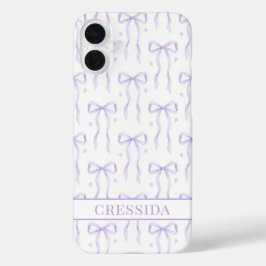 Funda iPhone 16 Plus Lazos de Coqueta Morada Monogramados