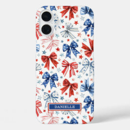 Funda iPhone 16 Plus Lazos de Coqueta Patriótica Monogramados