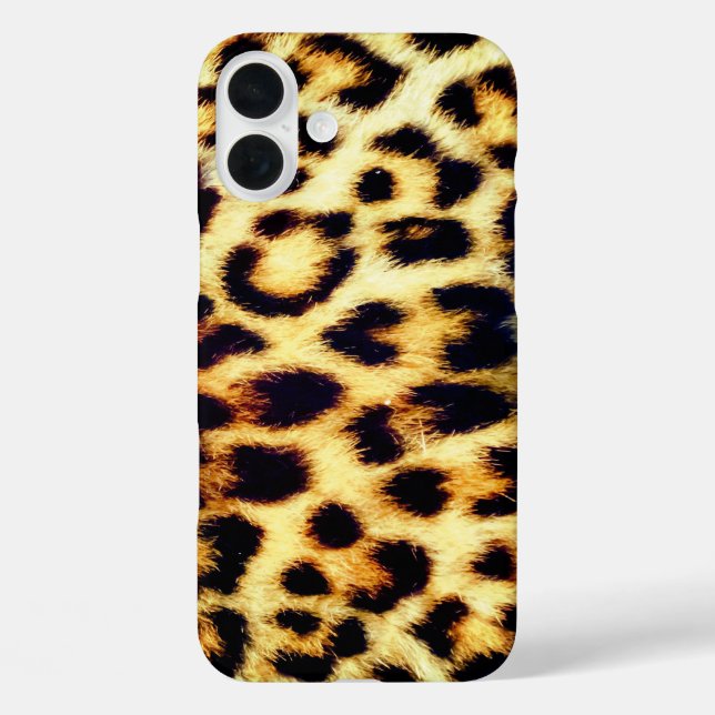 Funda iPhone 16 Plus Leopardo Cheetah Print Faux Fur (Reverso )