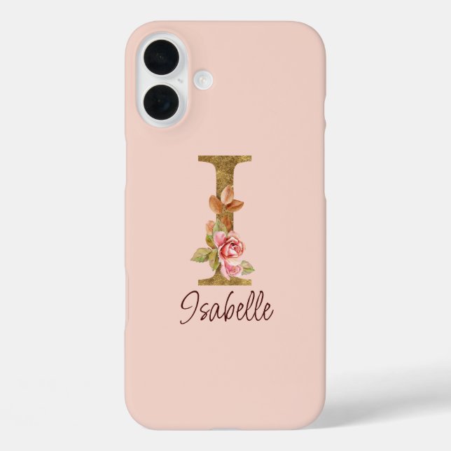 Funda iPhone 16 Plus Letra de nombre personalizada I Relieve metalizado (Reverso )