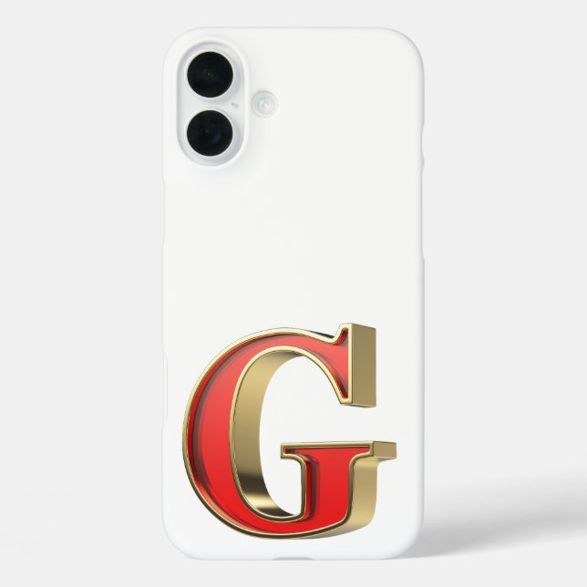Funda iPhone 16 Plus Letra roja de vidrio G (Reverso )