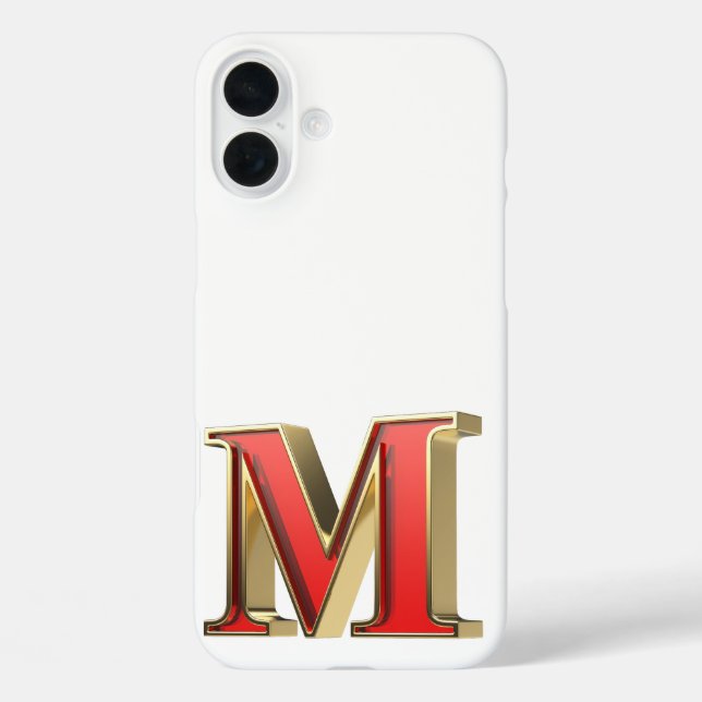 Funda iPhone 16 Plus Letra roja de vidrio M (Reverso )