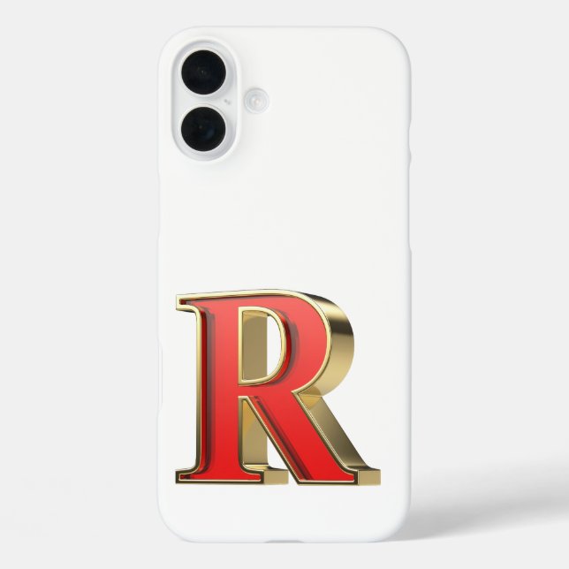 Funda iPhone 16 Plus Letra roja de vidrio R (Reverso )