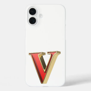 Funda iPhone 16 Plus Letra roja de vidrio V