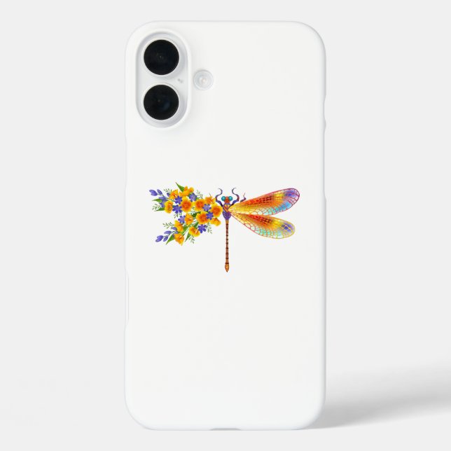 Funda iPhone 16 Plus Libélula de Flor Amarilla (Reverso )