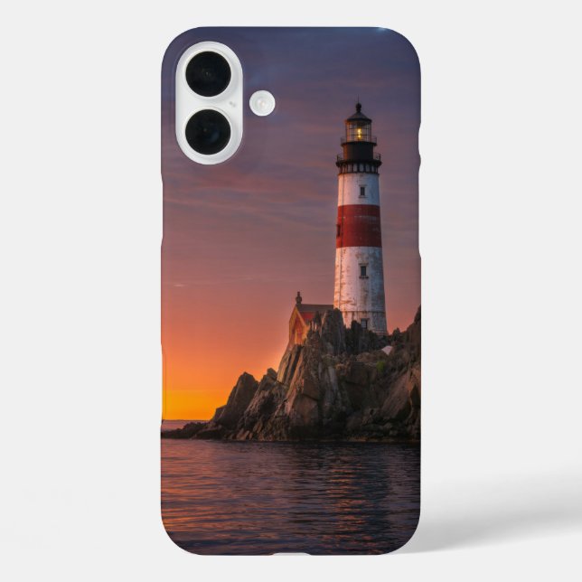 Funda iPhone 16 Plus Lighthouse Sunset Ocean View Phone Case (Reverso )