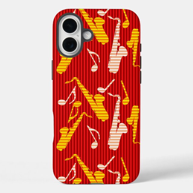 Funda iPhone 16 Plus Líneas saxofónicas (Reverso )