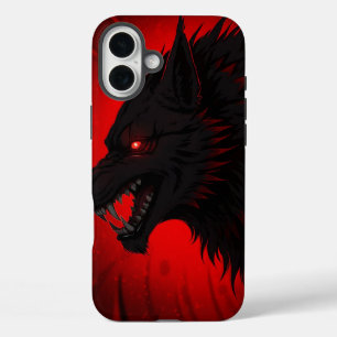 Funda iPhone 16 Plus Lobo alfa demónico - Arte de la furia de ojos rojo