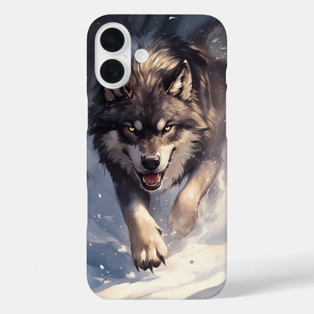 Funda iPhone 16 Plus Lobo en invierno (Reverso )