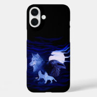 Lobos y Raven con luna llena