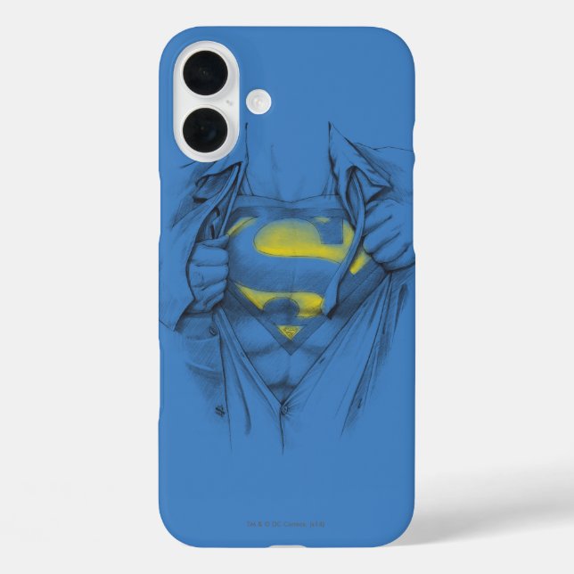 Funda iPhone 16 Plus Logo de Chest Superman esbozado (Reverso )