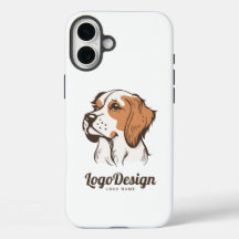 logotipo de perro ilustrado con un marrón y blanco