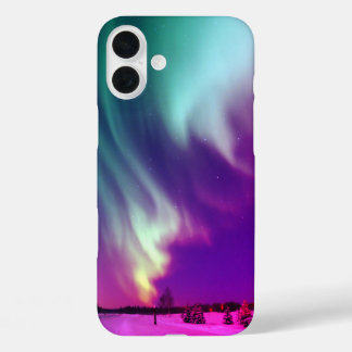 Funda iPhone 16 Plus Luces del norte de Magenta Aqua Alaskan