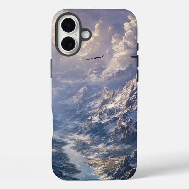 Funda iPhone 16 Plus Luz dorada sobre el río alpino002 (Reverso )