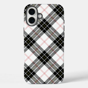Funda iPhone 16 Plus MacPherson tartan blanco negro plaid