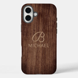 Funda iPhone 16 Plus Madera con Grano de Madera Personalizado Nombre Mo