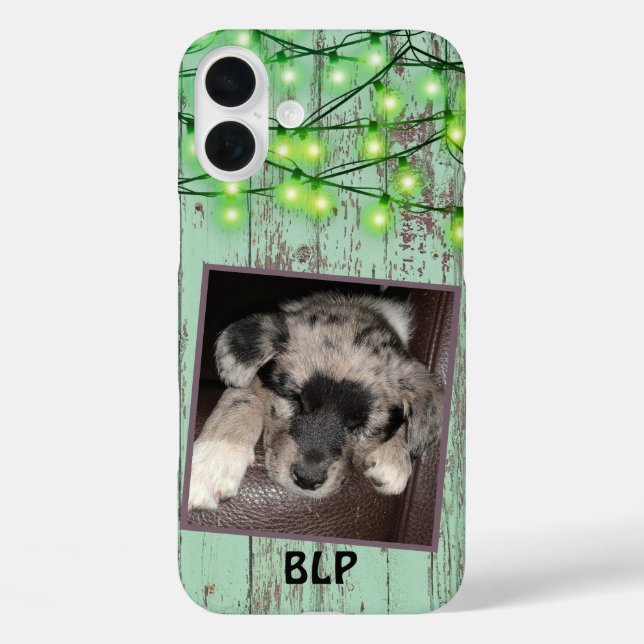 Funda iPhone 16 Plus Madera Verde Rústica Personalizada Cuadrada Foto C (Reverso )
