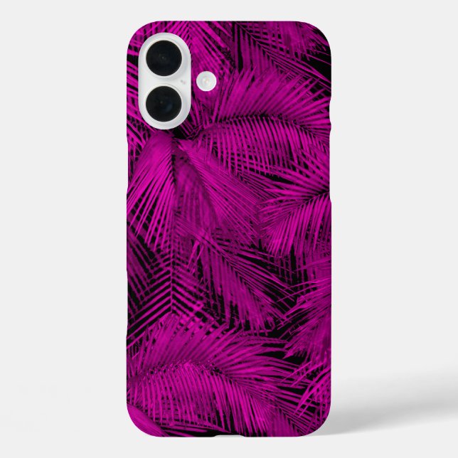 Funda iPhone 16 Plus Makana Palmas Hojas Tropicales Rosa Hawaianas (Reverso )