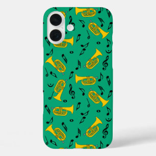 Funda iPhone 16 Plus Marchando Baritone Music Notes Treble Clefs