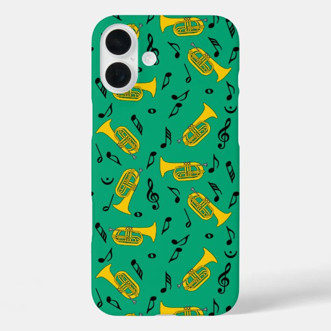 Funda iPhone 16 Plus Marchando Baritone Music Notes Treble Clefs (Reverso )