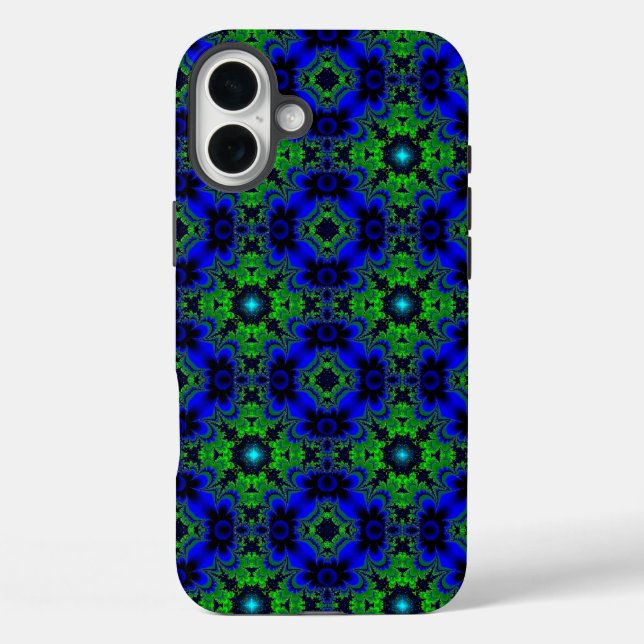 Funda iPhone 16 Plus Marguerite , Daisies flores en azul verde negro (Reverso )