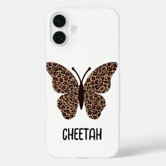Funda iPhone 16 Plus mariposa de estampado de guepardo linda