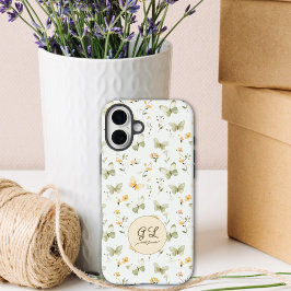 Funda iPhone 16 Plus Mariposa de primavera con monograma personalizado