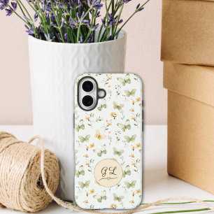 Funda iPhone 16 Plus Mariposa de primavera con monograma personalizado