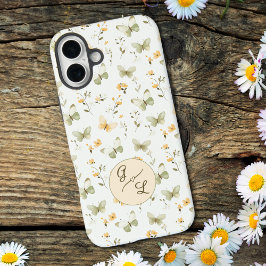Funda iPhone 16 Plus Mariposa de primavera con monograma personalizado