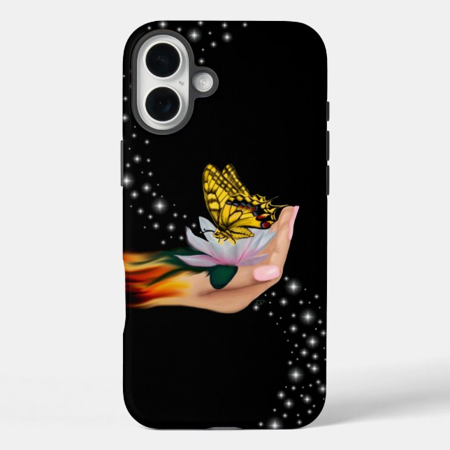 Funda iPhone 16 Plus Mariposa en Lotus Bloom (Reverso )