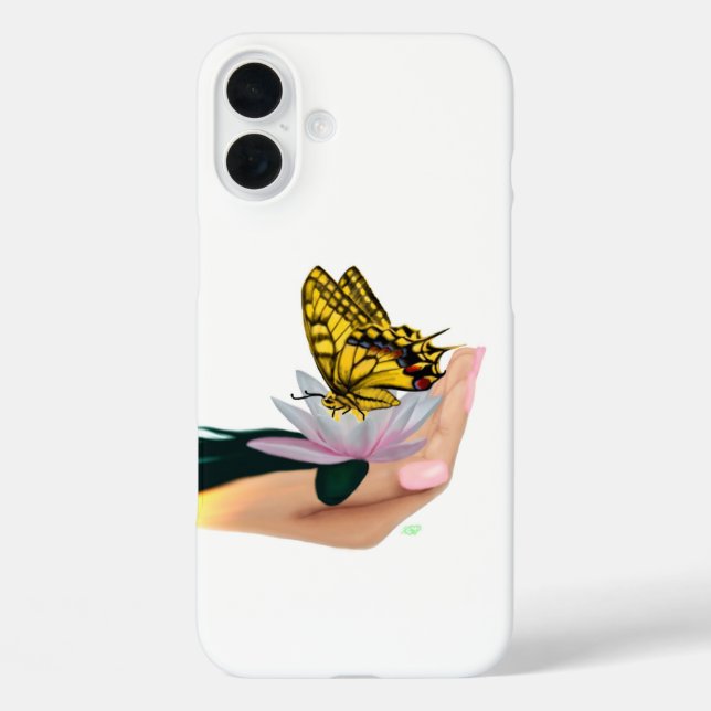 Funda iPhone 16 Plus Mariposa en Lotus Bloom (Reverso )