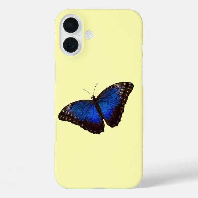 Funda iPhone 16 Plus Mariposa morfo azul en Canarias (Reverso )