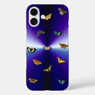 Funda iPhone 16 Plus Mariposas en arco iris violeta
