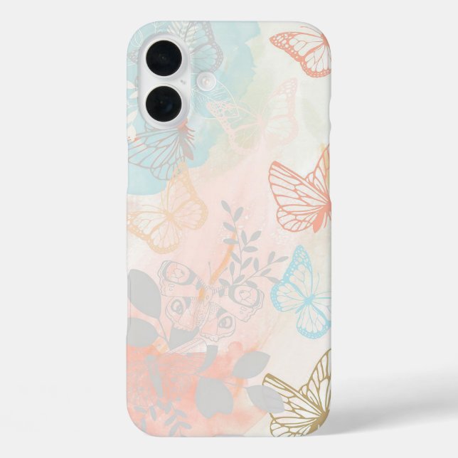 Funda iPhone 16 Plus Mariposas estéticas (Reverso )