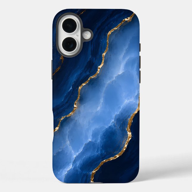 Funda iPhone 16 Plus Mármol Azul Zafiro de Lujo (Reverso )