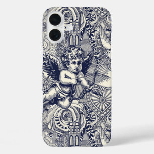 Funda iPhone 16 Plus maximalismo del día de San Valentín azul marino pe