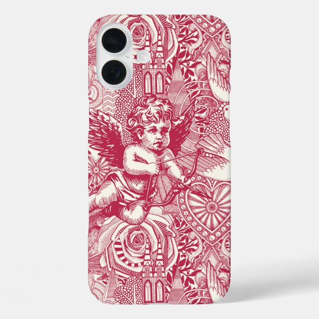 Funda iPhone 16 Plus máximo valentino viva magenta mitad perla (Reverso )