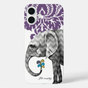 Funda iPhone 16 Plus Mehndi: Elefante de Giro Moderno Estético Indio