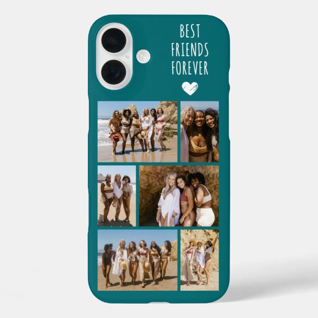 Funda iPhone 16 Plus Mejores Amigas Para Siempre 6 Foto Verde Aguamarin (Reverso )