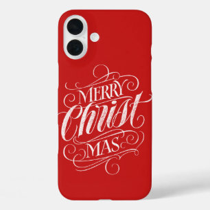Funda iPhone 16 Plus Merry CHRISTmas Religioso Calligrafía Cristo